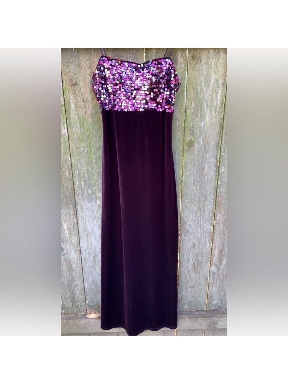 sequin spaghetti strap empire waist formal velvet evening gown holiday party